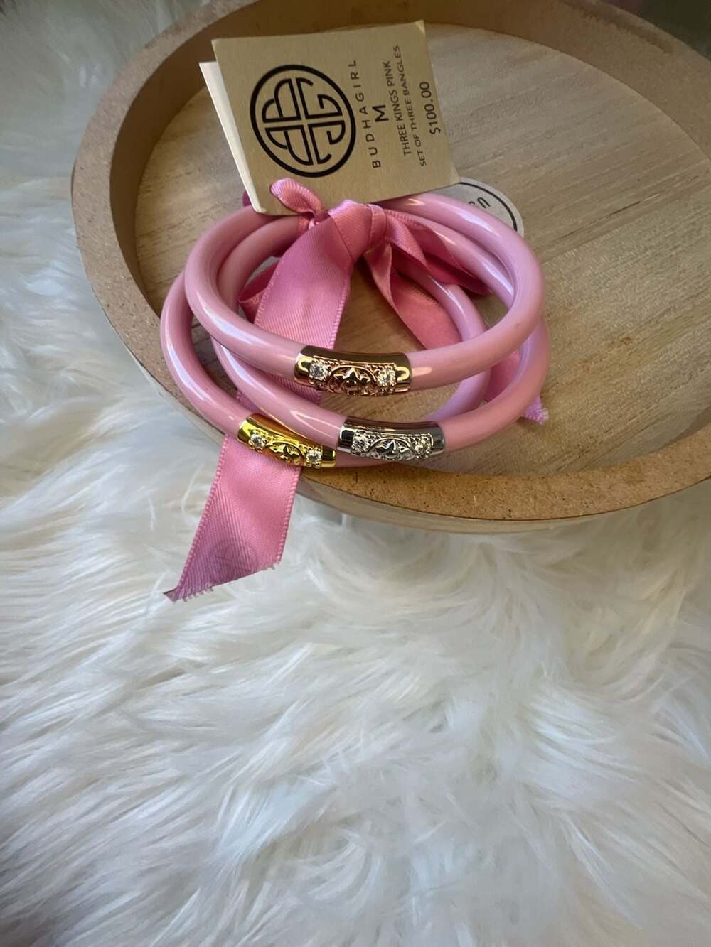 Budhagirl Three Kings Pink Set of Three Bangles Size M - Picture 3 of 4